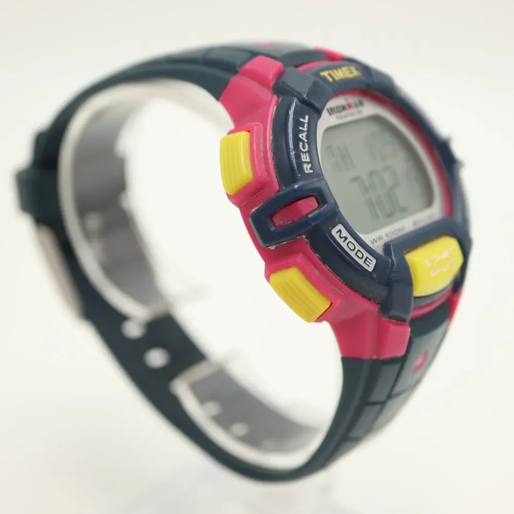 Timex Ironman Triathlon Rugged 30 Womens 41mm Watch Pink Retro w New Battery